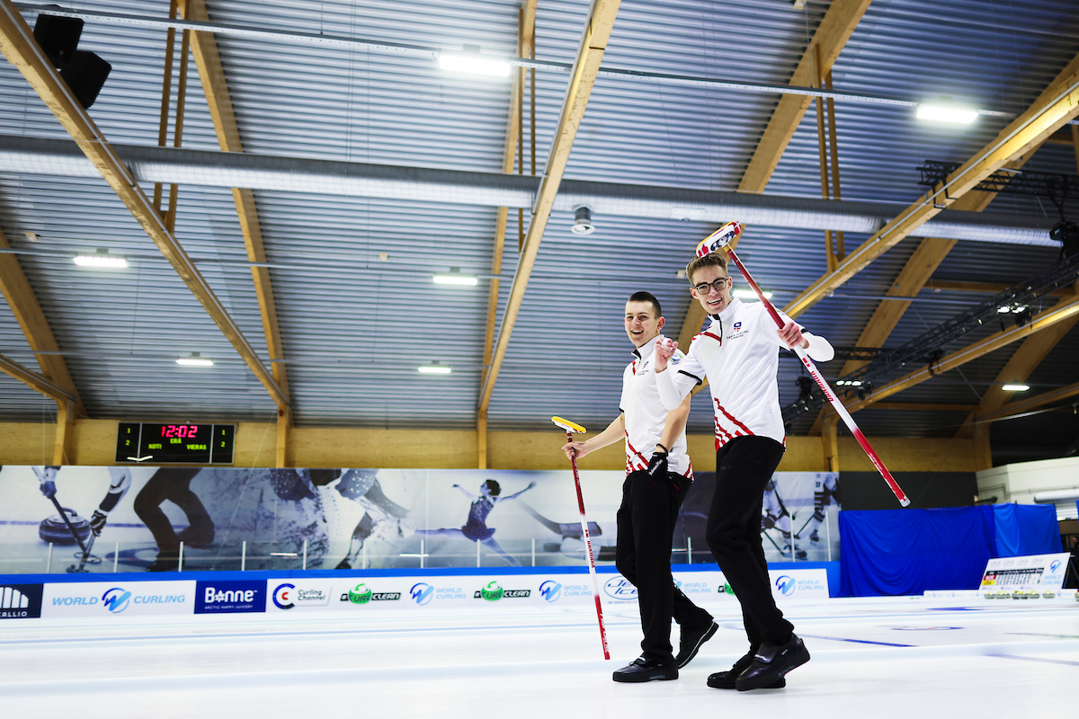 Denmark's Kasper Jurlander Boege and Alexander Qvist © World Curling / Stephen Fisher